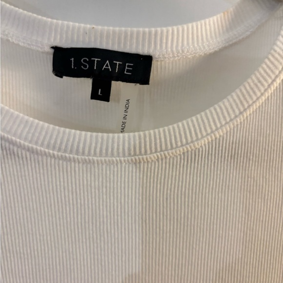 1.State White ridded Puff Sleeve Top/ Tee Sz L NWT - Picture 5 of 8